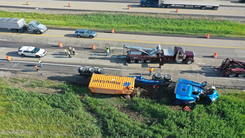 Photos: Semi rollover slows traffic on Interstate 80 near La Salle