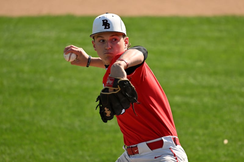 BBCHS's Cody Freitas pitches on Thursday, May 8th, 2025.
