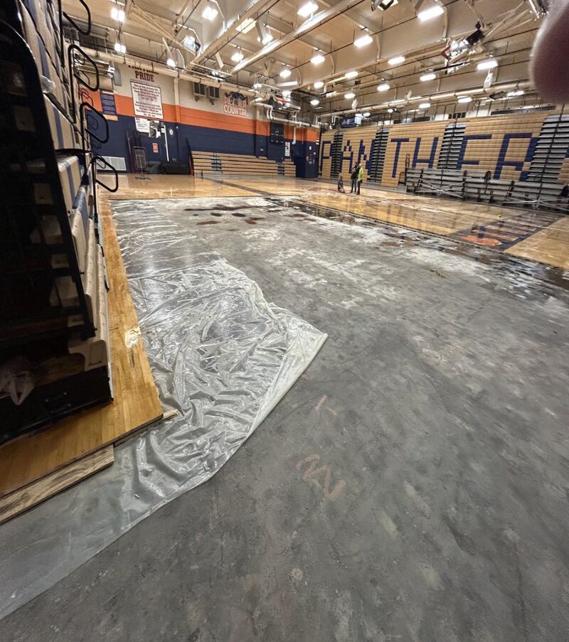 The main gym floor at Oswego High School had to be replaced following flooding at the school in August.
