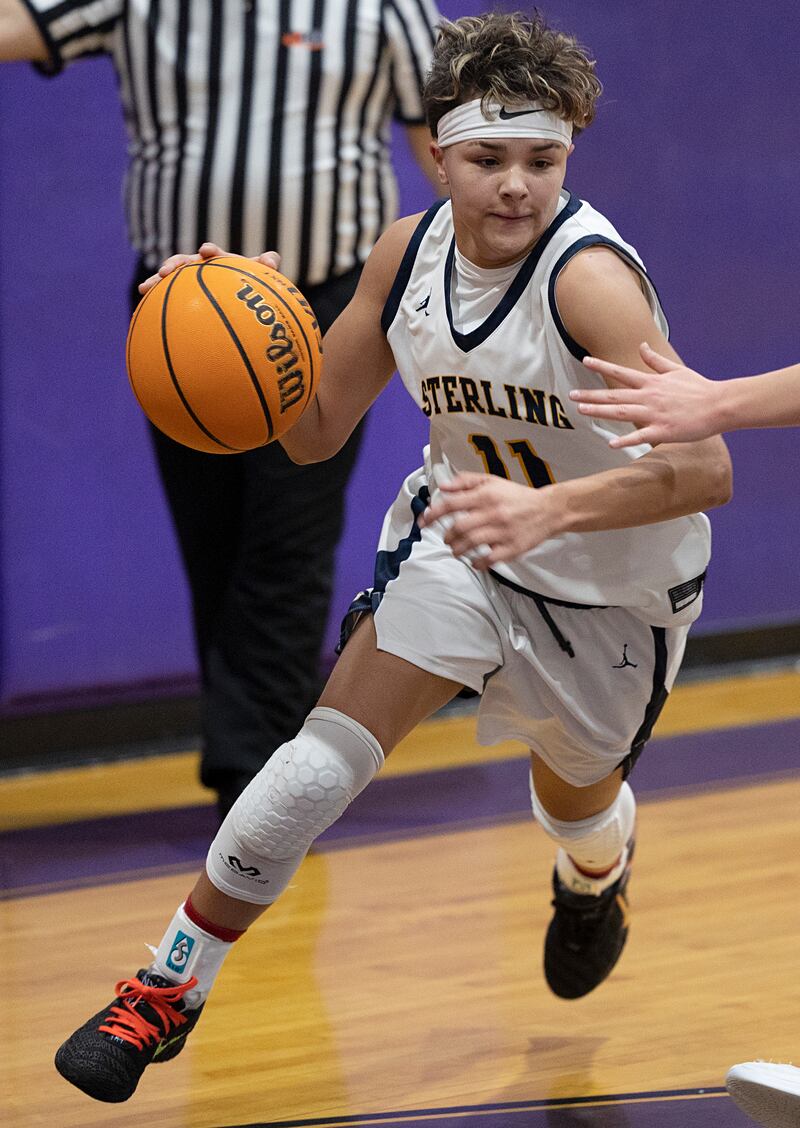 Sterling’s Joslynn James drives the lane against Rockford Christian Friday, Dec. 26, 2025, at the Duchesses Basketball Christmas Classic.