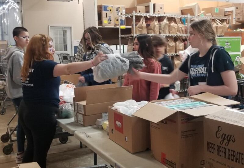 Parkview Christian Academy students work at the Kendall County Community Food Pantry during their Feb. 23 Day of Service event.