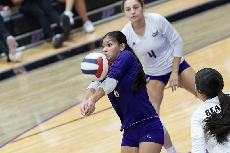 Plano's Keiry Alcala passes the ball during Thursday's match with Mendota.