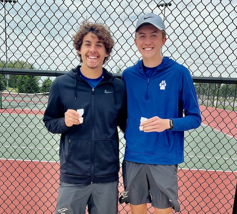 Princeton's doubles team of Asa Gartin (left) and Jackson Mason played their way to the IHSA State tournament by placing third at the LaSalle Sectional on Saturday.