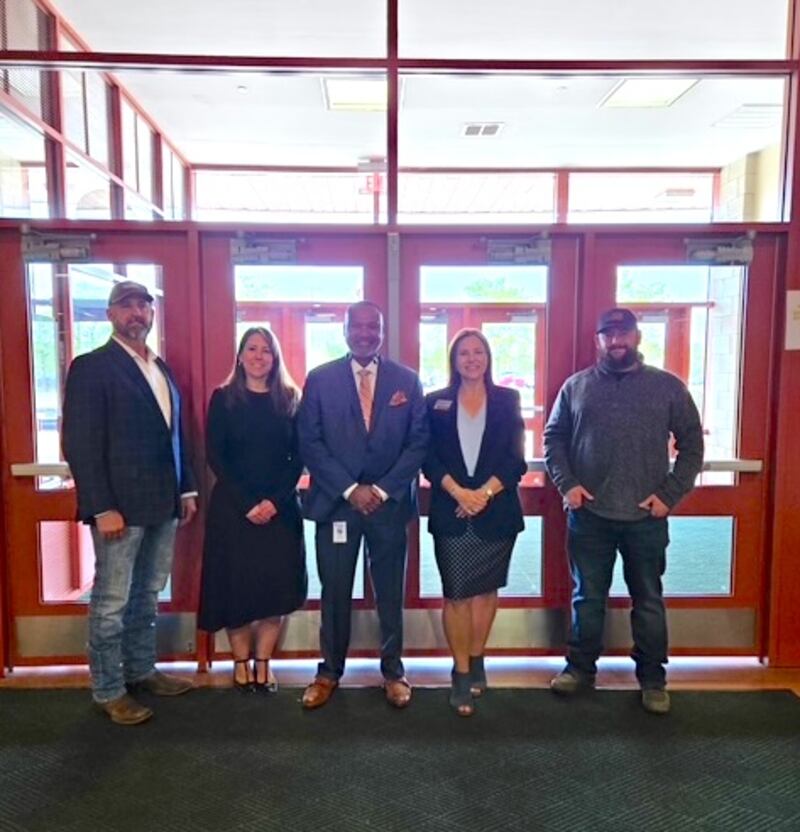 (from left) Dave Trudeau, president and CEO of Clear-Armor, LLC, Theresa Ward, director of School Safety at the Will County Regional Office of Education, 
Dr. Carter Larry, director of Safety and Security at Valley View School District, 
Dr. Lisa Caparelli-Ruff, Will County regional superintendent, and Kyle Hunter, director of sales at Clear-Armor, LLC  on a visit to Bolingbrook High School on Monday, May 19, 2025.