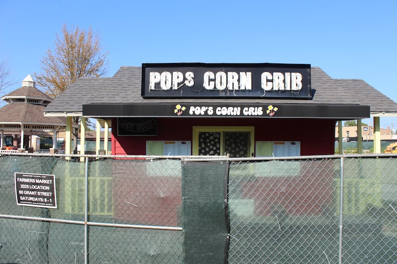 Pop's Corn Crib, at 88 E. Woodstock St., Crystal Lake, is currently fenced in a construction area as Depot Park renovations continue.