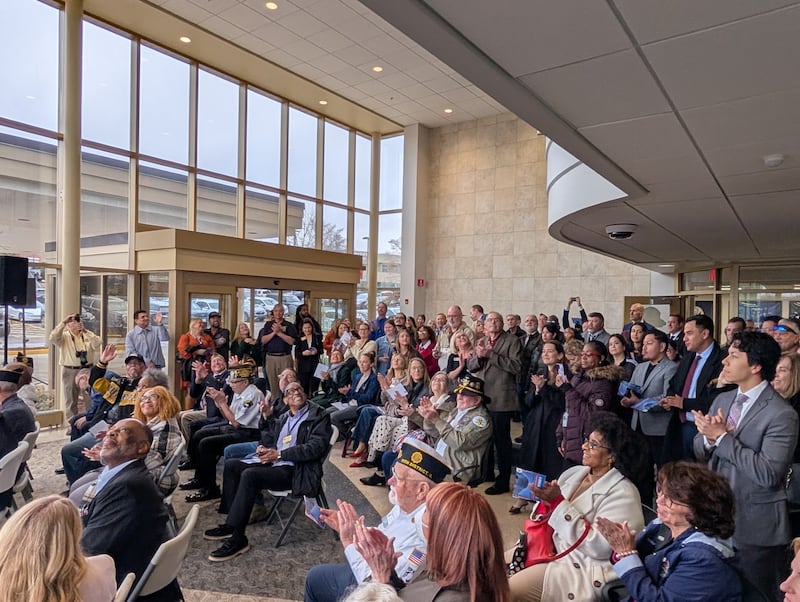 Over 150 people attended the ribbon cutting for the new Veterans Assistance Commission of Will County office at 1300 Copperfield Ave. in Joliet on Wednesday. April 1, 2026.  The office is now part of a unified veterans support services campus for Will County veterans and families.