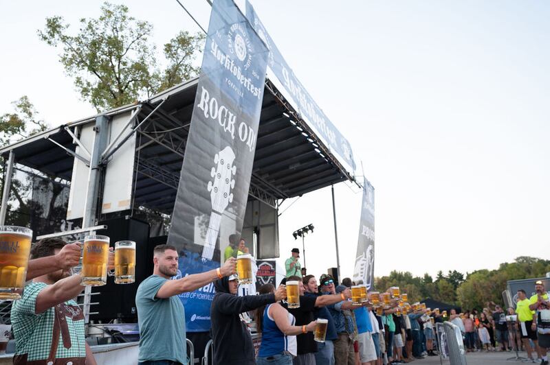 A stein holding contest is held at Yorktoberfest in downtown Yorkville. This year, organizers are anticipating their largest crowds ever.