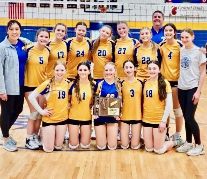 Princeton Logan defeated Rockford Marshall 25-22, 12-25 , 25-22 Thursday to capture their own Class 3A 8th-grade regional championship at Pannebaker Gym. The Lions (14-5) will also host the sectional at 6:30 p.m. Monday, facing Morris Saratoga for the championship with a trip to state on the line. Morris defeated Crest Hill Richland 25-14, 25-18 to also win its own regional. The Logan 7th graders play at State on Friday night at Warrensburg-Latham High School.