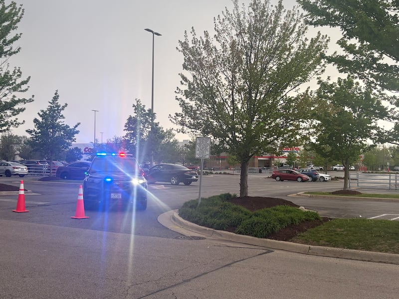 Lake in the Hills police block off a parking lot on Monday, May 4, 2026, at the Lake in the Hills Costco Wholesale store, 250 N. Randall Road. According to police they are investigating a bomb threat there.
