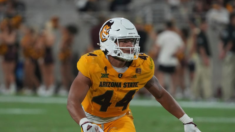 Arizona State linebacker Keyshaun Elliott (44) in the second half during an NCAA college football game against Mississippi State, Saturday, Sept. 7, 2024, in Tempe, Ariz. (AP Photo/Rick Scuteri)