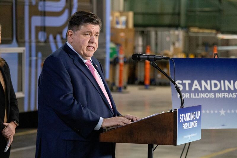 Gov. JB Pritzker speaks at a Rockford stop on his "Standing Up for Illinois” tour on Friday, March 21, 2025.