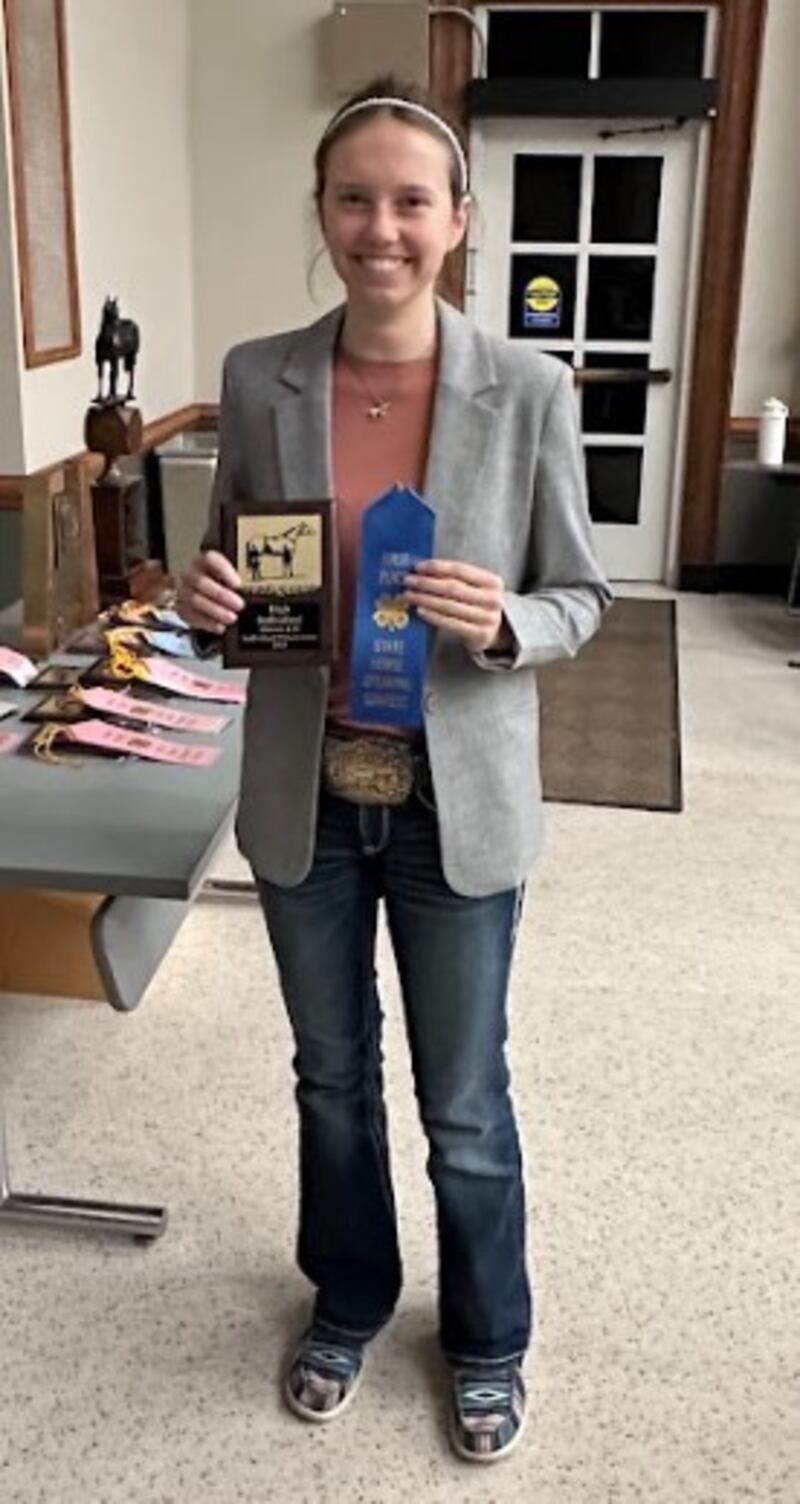 Allison Burrs of Carroll County took first place in the Senior Individual Presentation. She will have the opportunity to give her presentation again at the national competition in Louisville, Kentucky in November. She also received second place in Senior Interpretive Reading and third place in Senior Extemporaneous.