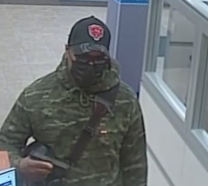 The FBI released a photo of an at-large suspect they said is wanted in an armed bank robbery at U.S. Bank in St. Charles on Nov. 8, 2025.