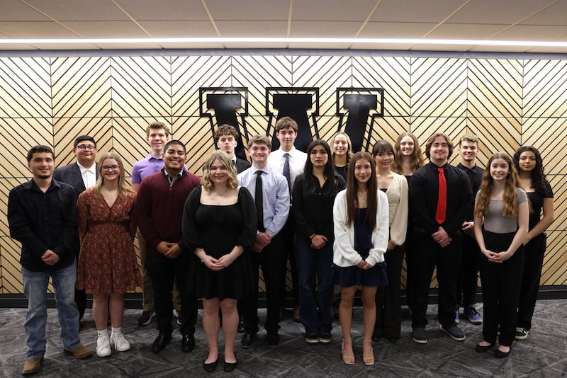 The 20 Mr. and Ms. Alpha Omega finalists are: Daniel Bautista, Bianco Campos, Emily Diaz, Lina Govoni, Gianna Jaramillo, Cara Konieczny, Morgan Konieczny, Elizabeth Lange, Peng (Hank) Leangheng, Julian Lopez, Henry Mastin, Toribio Morales, Payton Palesh, Caleb Price, Marco Rodriguez, Yahaira Ramírez, Ariel Smith, Noah Tarver, Calloway Walsh, and Henry Young.
Not pictured: Cara Konieczny and Peng (Hank) Leangheng.