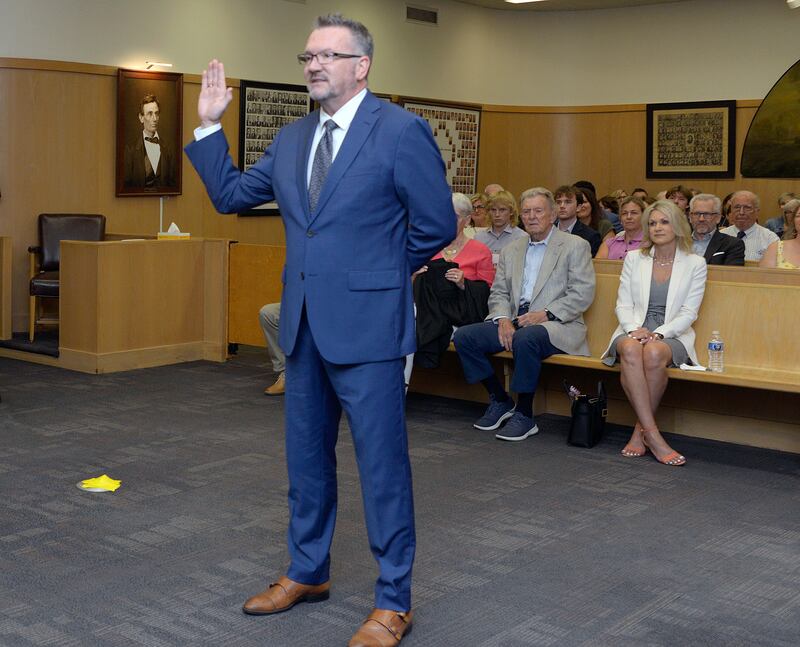Mark Anderson sworn in as LaSalle County Associate Judge at the downtown courthouse in Ottawa Wednesday.