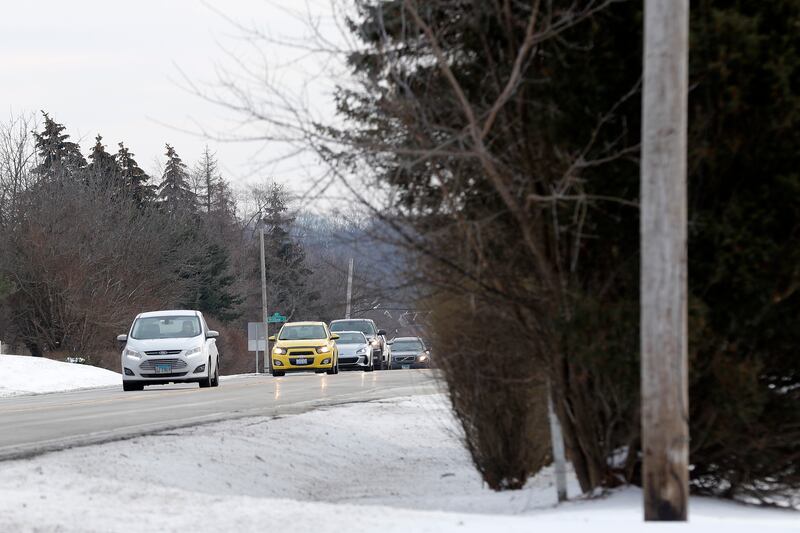 Traffic is seen near the Algonquin-Lake in the Hills Interfaith Food Pantry on Pyott Road on Tuesday, Jan. 4, 2022, in Lake in the Hills.  A car crash happened near this location in 2011, after which Bridget Prate was pronounced dead on arrival at an Elgin hospital.