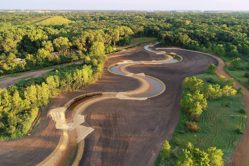 More than half of the new creek channel has been built as part of a roughly $7.5 million restoration of Spring Brook Creek at Blackwell Forest Preserve near Warrenville.
