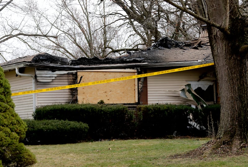 The remains of a home in the 9600 block of Knolltop Road, in unincorporated Union on Tuesday, March 5, 2024, after two adults, a cat and a dog died in an early morning house fire.