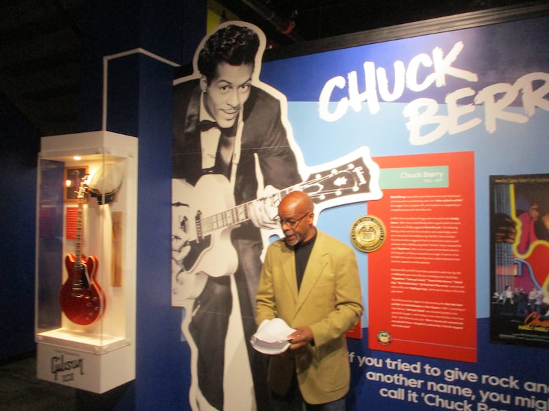 Charles Berry Jr. talks about his father, Chuck Berry, at the opening Saturday for an exhibit dedicated to the man called the "Father of Rock and Roll" at the Illinois Rock and Roll Museum on Route 66 in Joliet. May 2, 2026