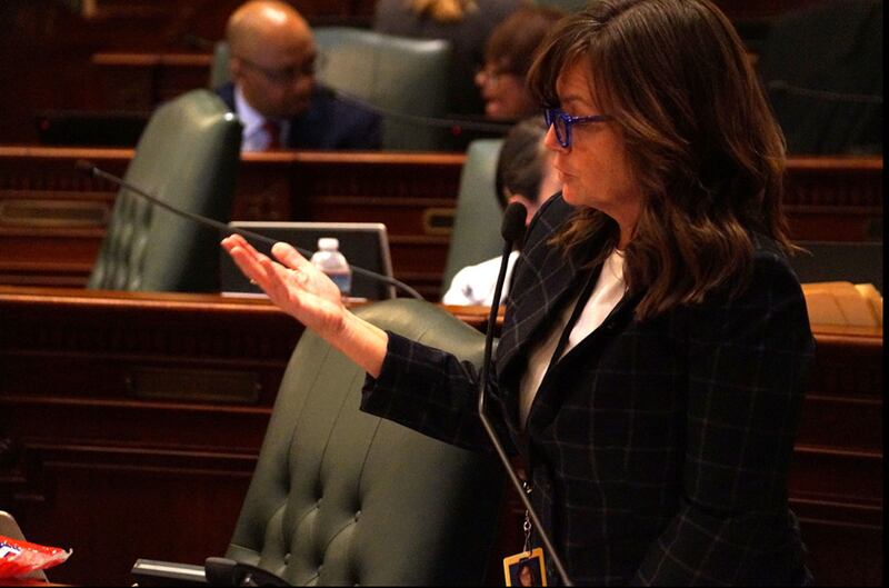 Rep. Katie Stuart, D-Edwardsville, presents a bill in the Illinois House