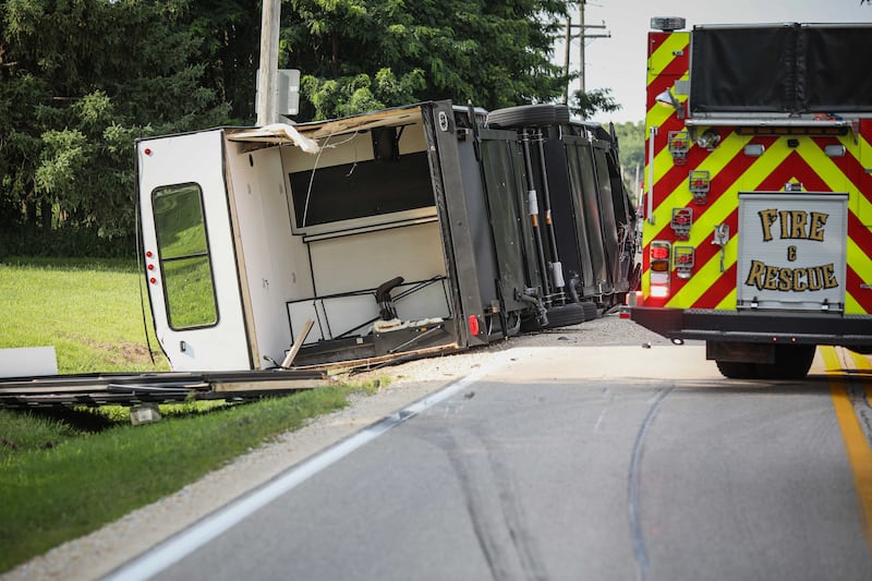 A man was hospitalized after a crash near Harvard Aug. 4, 2025.