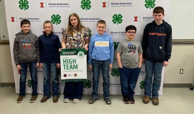 The Marshall-Putnam Jr. 4-H Meat Judging Team finished its first season by winning first place at the state competition Feb. 28, 2025, at the University of Illinois in Urbana.