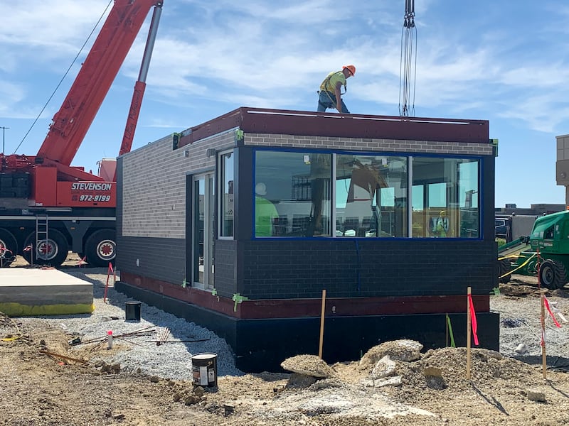 Workers construct the 7 Brew Coffee in Bradley near the Texas Roadhouse, 1290 N. Bradley Boulevard on Wednesday, June 3, 2026.