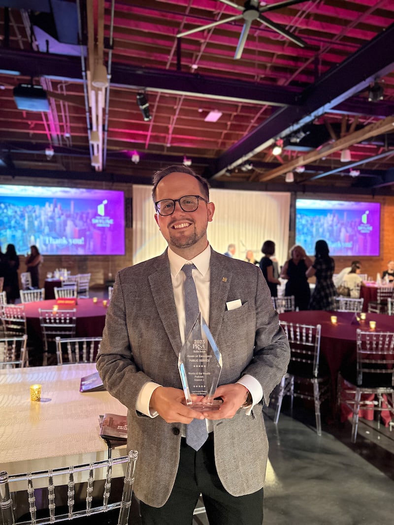 Environmental Communications Specialist Brett Peto, creator of the podcast, recently accepted one of the honors at the Public Relations Society of America (PRSA) Chicago Skyline Awards.