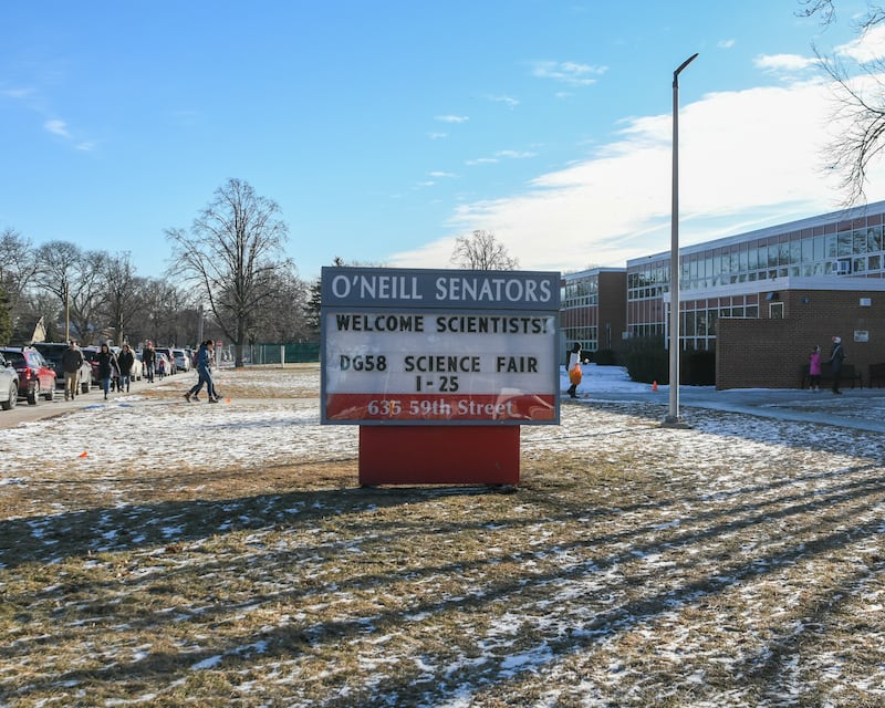 Downers Grove community members visit O’Neill Middle School school on Saturday Jan. 25, 2025, during the Downers Grove District 58 Science fair.