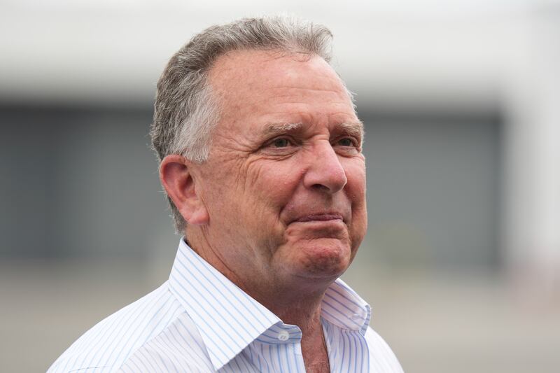 White House special envoy Steve Witkoff waits for the arrival of President Donald Trump at Teterboro Airport in Teterboro, N.J., en route to attend the Club World Cup final soccer match, Sunday, July 13, 2025. (AP Photo/Jacquelyn Martin)