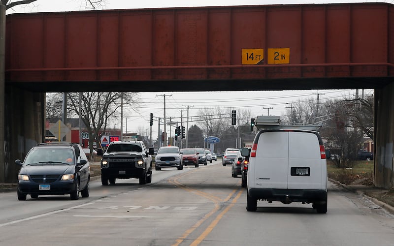 Traffic on Route 47 on Wednesday, Dec. 11, 2024, in Woodstock. Tree removal along the rout as started in preparation for the Route 47 construction project.