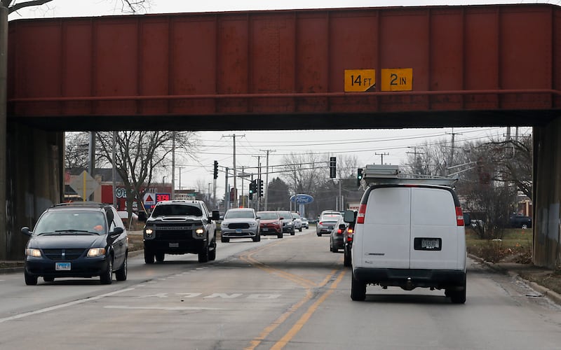 Traffic on Route 47 on Wednesday, Dec. 11, 2024, in Woodstock. Tree removal along the rout as started in preparation for the Route 47 construction project.