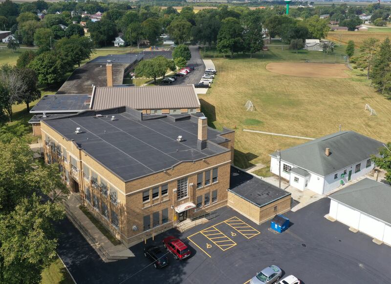 An aerial view of Tonica Grade School on Tuesday, Sept. 12, 2023. Tonica Grade School will be consolidating with Lostant for the 2024-2025 school year.