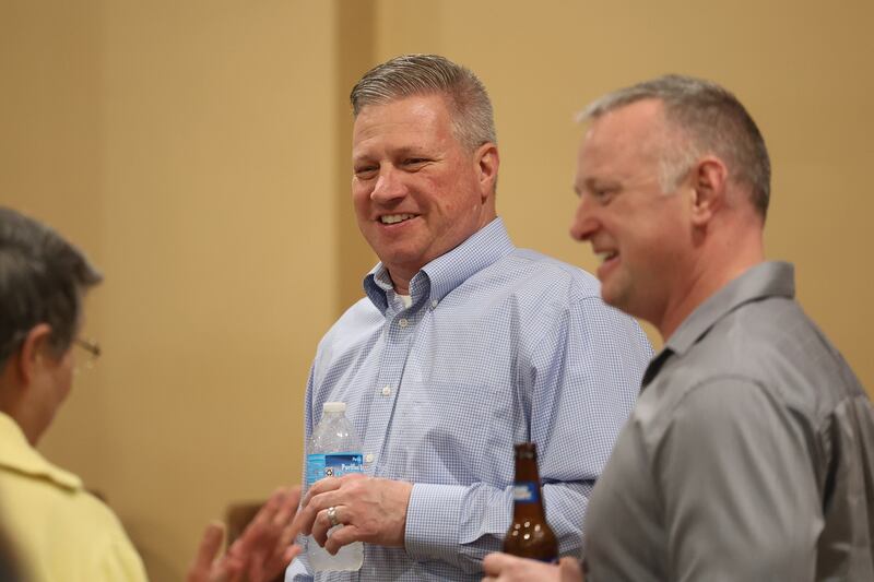 Joliet City Council member Joe Clement attends Mayor Bob O’Dekirk’s watch party on Tuesday, April 4, 2023.