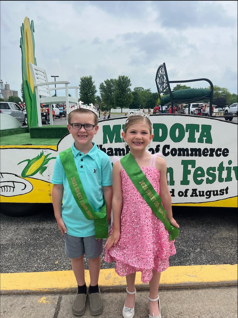 Pictured are 2025 Mini Queen Sophia Kelly and Mini King Elliott Phalen.