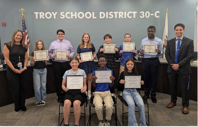 Troy Community Consolidated School District 30-C  April 2025 Students of the Month.
