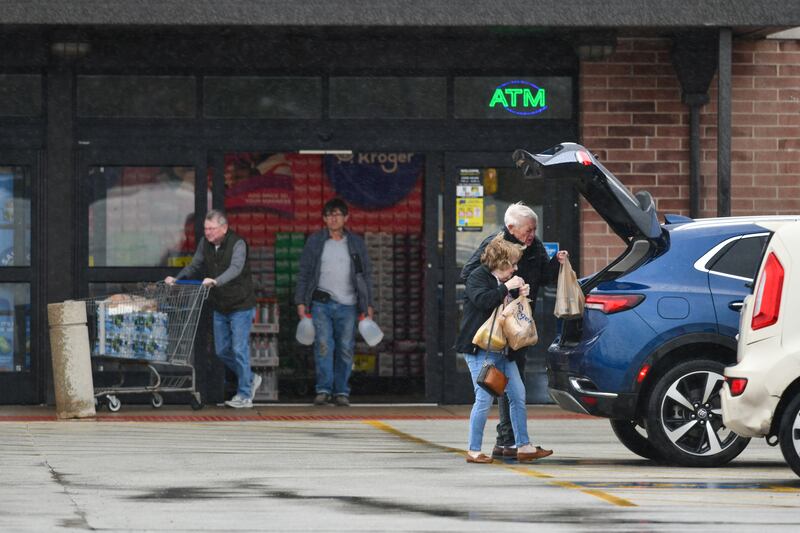 Shoppers come and go from Kroger in Bourbonnais in March 2024.