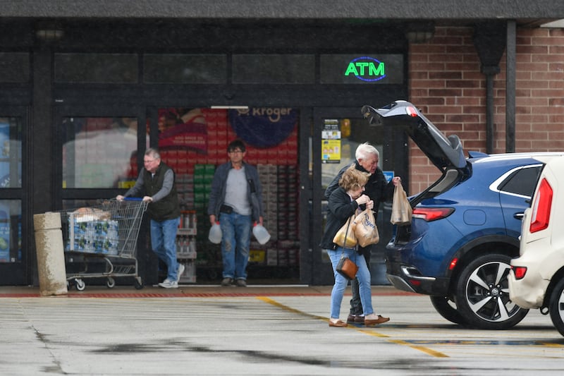 Shoppers come and go from Kroger in Bourbonnais in March 2024.