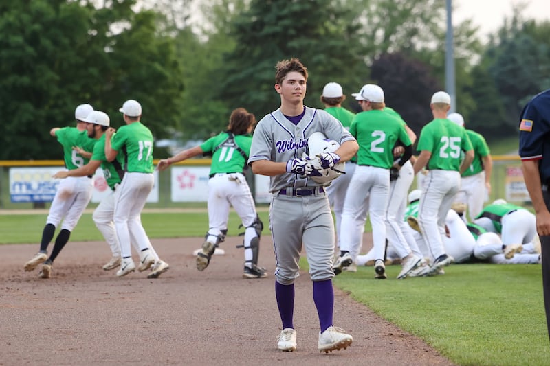 Wilmington senior Shawn James leaves the field as the Wildcats fell 4-0 to Eureka in the IHSA Class 2A Geneseo Super-Sectional on Monday, June 2, 2025.