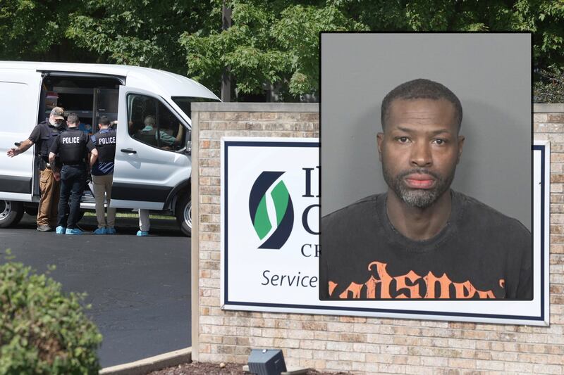 Matthew L. Martin, 43, was arrested Friday, Sept. 27, 2024, after “a brief standoff” at his home in Chicago Friday morning in connection to an armed robbery at Illinois Community Credit Union in DeKalb on July 31, 2024, according to a news release from the DeKalb Police Department. (Inset photo provided by DeKalb police)