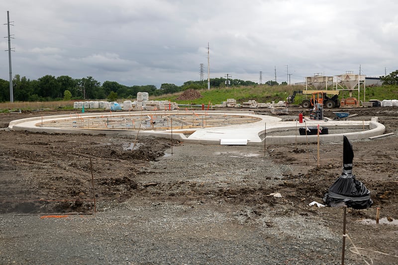 Construction on the splash pad for Sterling’s Riverfront Park is underway Wednesday, June 4, 2025.