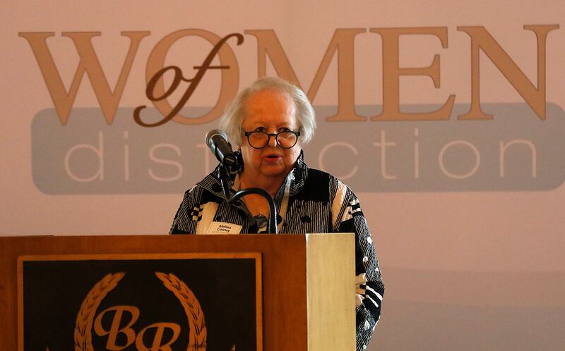 Award recipient Melissa Cooney speaks during the Northwest Herald's Women of Distinction award luncheon Wednesday June 4, 2025, at Boulder Ridge Country Club, in Lake in the Hills. The luncheon recognized ten women in the community as Women of Distinction.