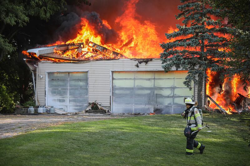 Six dogs remain missing and a home was a total loss after a fire near Woodstock Aug. 8, 2025.