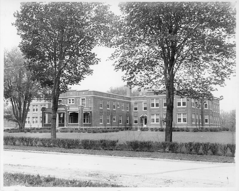Looking West the DeKalb County Infirmary on Sycamore Road at Barber Greene Road, 1938.