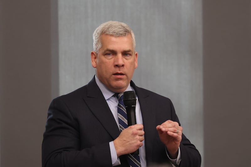 Joliet mayor Bob O’Dekirk answers a question at a forum for the candidates at the Joliet Public Library on Tuesday, March 28th, 2023 in Joliet.