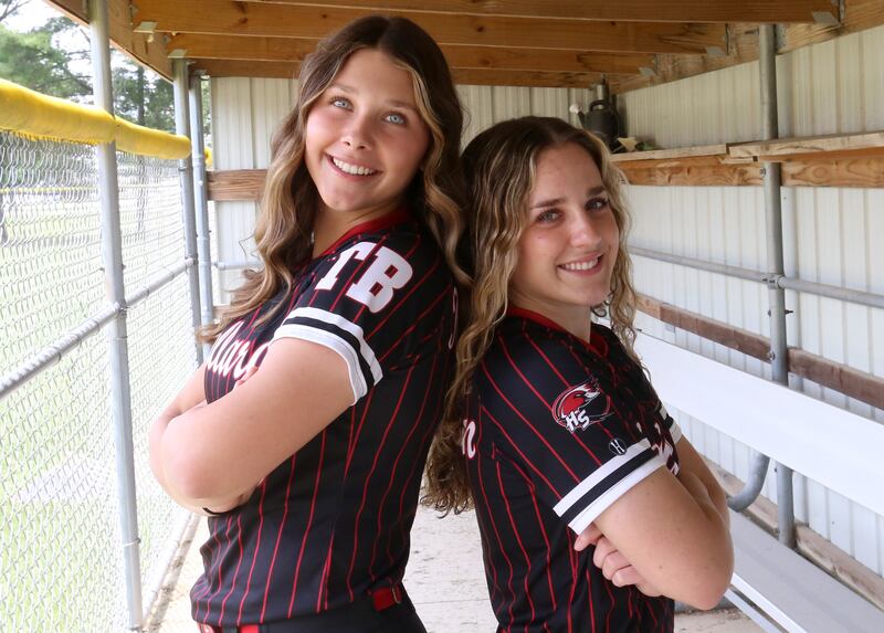 Kaitlin Anderson and Lauren Harbison pose for a photo on Monday, June 9, 2025 at Henry High School. Anderson is the 2025 NewsTribune athlete of the year and Harbison is the 2025 NewsTribune softball player of the year.