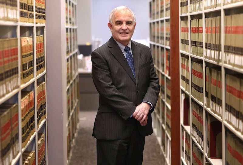 Assistant State’s Attorney Greg Sams Thursday, April 2, 2026, in the law library at the Kane County Judicial Center in St. Charles.