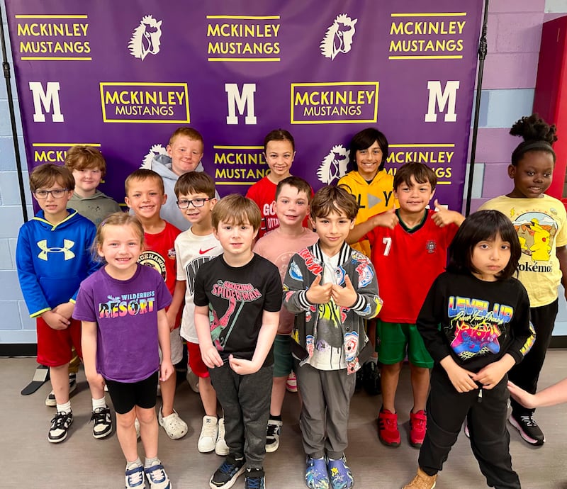 McKinley Elementary's May Champions of the Charter were recognized for responsible decision-making. Honorees are Quinn W, Ava C, Summer R, Olivier B, Jimmy E, Ben G, Luca A, Christopher J, Logan P, Averiana W, Gabriel B, Grayson T, Lucas N, June T, Declan C, Jazzmynn O and Divyon J.