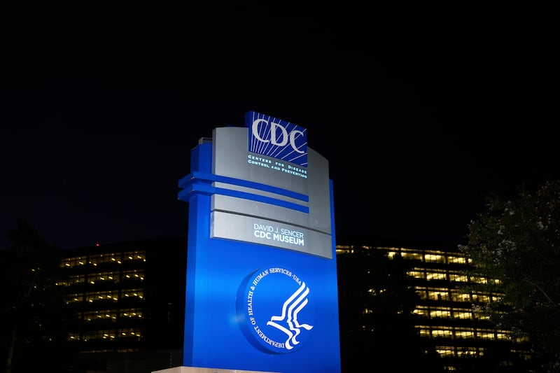 FILE - A sign marks the entrance to the U.S. Centers for Disease Control and Prevention headquarters Wednesday, Aug. 27, 2025, in Atlanta. (AP Photo/Brynn Anderson, File)