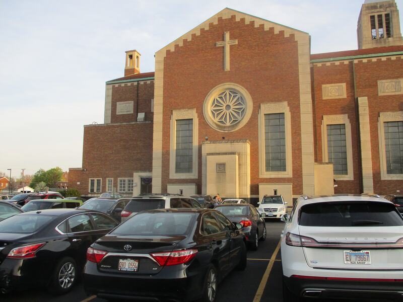 Cars filled the parking lot at Cathedral of St. Raymond Nonnatus in Joliet, where a mass of remembrance was held of Pope Francis on Thursday. April 24, 2025
